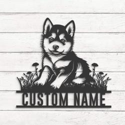 custom cute siberian husky wall art led light