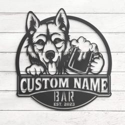 Custom Czechoslovakian Wolfdog Thirsty Beer Pub Metal Wall Art