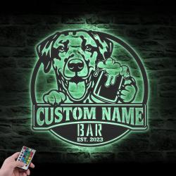 Custom Dalmatian Thirsty Beer Pub Metal Wall Art LED Light