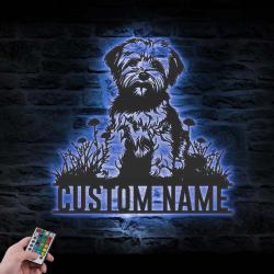 Custom Dandie Dinmont Terrier Metal Wall Art LED Light
