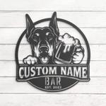 custom doberman bar decor wall art led light