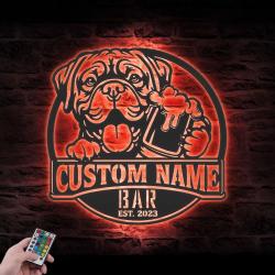 custom dogue de bordeaux beer art wall art led light