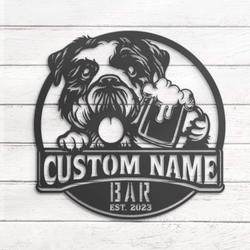 custom english boodle bar decor wall art led light