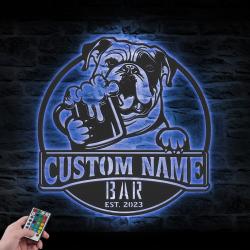 Custom Funny English Bulldog Thirsty Beer Pub Metal Wall Art