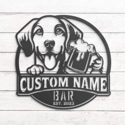 custom english foxhound beer art wall art led ligh