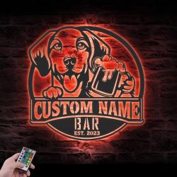 custom english foxhound pub sign wall art led ligh