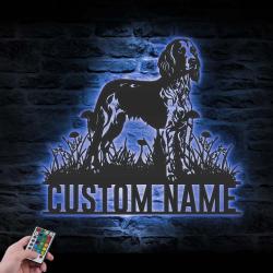 Custom English Setter Metal Wall Art LED Light