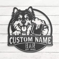Custom Funny Finnish Lapphund Thirsty Beer Pub Metal Wall Art