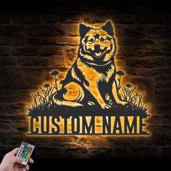 Custom Finnish Spitz Metal Wall Art LED Light