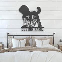 Custom FLoral Goldendoodle Metal Wall Art LED Light