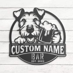 custom fox terrier bar metal wall art led light