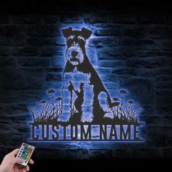 custom fox terrier metal wall sign led light
