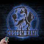 custom foxhound metal wall sign led light