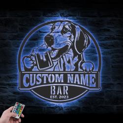 custom foxhound pub sign wall art led light