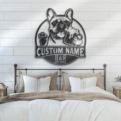 custom french bulldog bar decor wall art led light