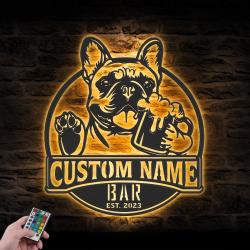 custom french bulldog wall art led light