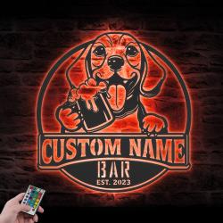 custom funny beagle beer art wall art led light