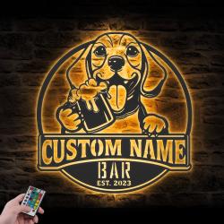 custom funny beagle wall art led light