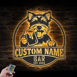 custom funny biewer terrier wall art led light