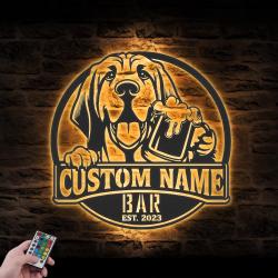 custom funny bloodhound wall art led light
