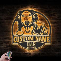 custom funny borzoi wall art led light