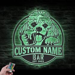 Custom Funny Cavapoo Thirsty Beer Pub Metal Wall Art LED Light