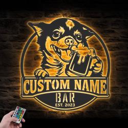custom funny chihuahua wall art led light