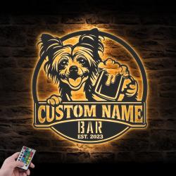 custom funny chinese crested wall art led light