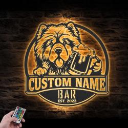 custom funny chowchow wall art led light