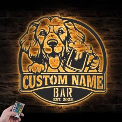 custom funny clumber spaniel wall art led light