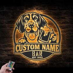 custom funny coonhound wall art led light