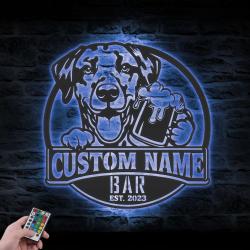 Custom Funny Dalmatian Thirsty Beer Pub Metal Wall Art LED Light
