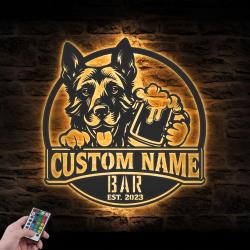 custom funny dutch shepherd wall art led light