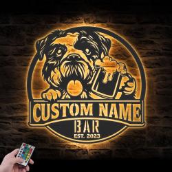 Custom Funny English Boodle Thirsty Beer Pub Metal Wall Art LED Light