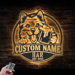 custom funny finnish spitz wall art led light