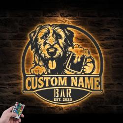 custom funny irish wolfhound pub sign wall art led light