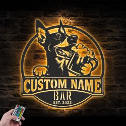 Custom Funny Miniature Pinscher Thirsty Beer Pub Metal Wall Art