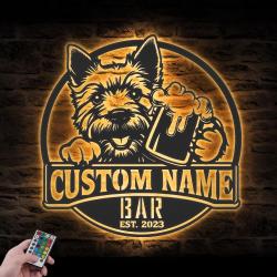custom funny norwich terrier wall art led light