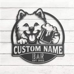 custom funny spitz dog wall art led light