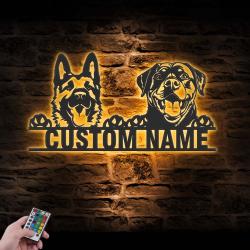 Custom German Shepherd And Rottweiler Metal Wall Art