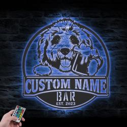 custom goldendoodle pub sign wall art led light