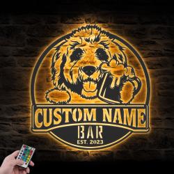custom goldendoodle wall art led light