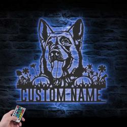 custom gsd husky mix metal wall art led light