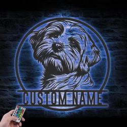 custom havanese metal wall sign led light