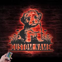 custom havanese puppy metal wall art led light