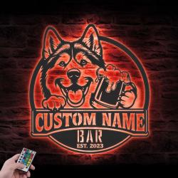 custom huskador beer art wall art led light