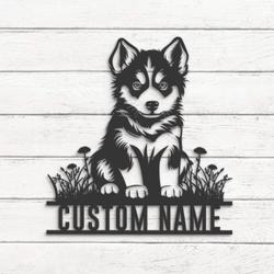 custom husky baby dog wall art led light