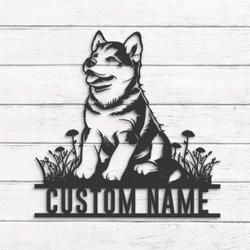 custom husky cute metal wall art led light