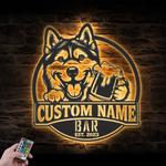 custom husky malamute mix beer pub wall art led light
