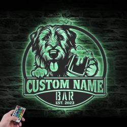 custom irish wolfhound beer bar metal wall art led light